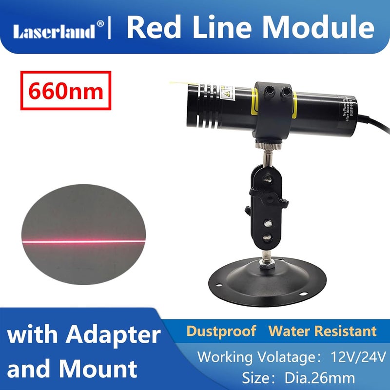Laserlands Water Resistant Red Light Line Generator Projector for Stone Wood Feather Alingment 12V 24V Dia. 26mm - Image 2